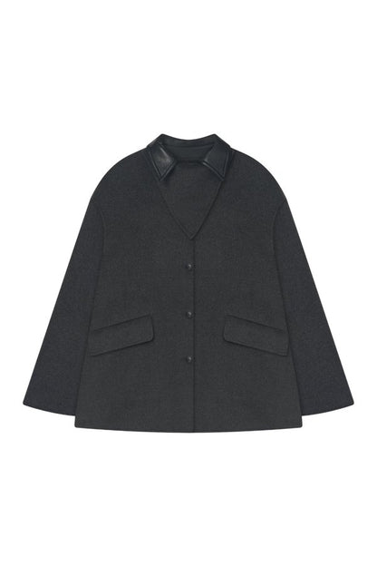 Jada - Regenerated leather jacket - Grey Melange/Black — packshot
