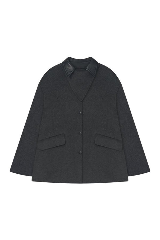 Jada - Regenerated leather jacket - Grey Melange/Black — packshot