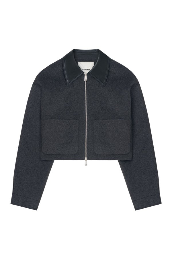 Phebe - Cropped jacket - Grey Melange/Black — packshot