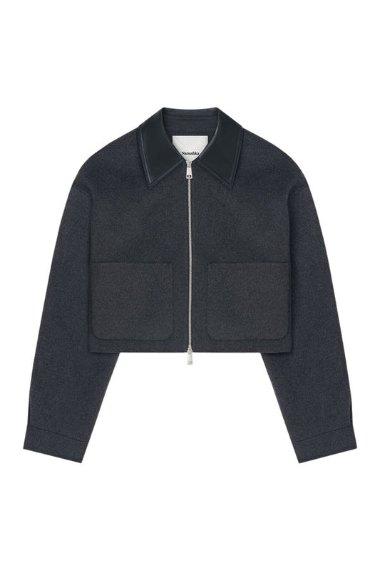 Phebe - Cropped jacket - Grey Melange/Black — packshot