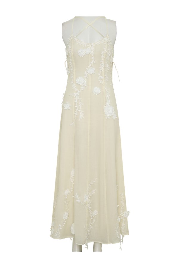 Odette Floral Lace Midi Dress - Buttermilk — packshot
