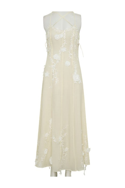 Odette Floral Lace Midi Dress - Buttermilk — packshot