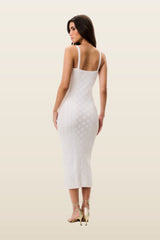 Opalina Cotton Pointelle Midi Dress — model back