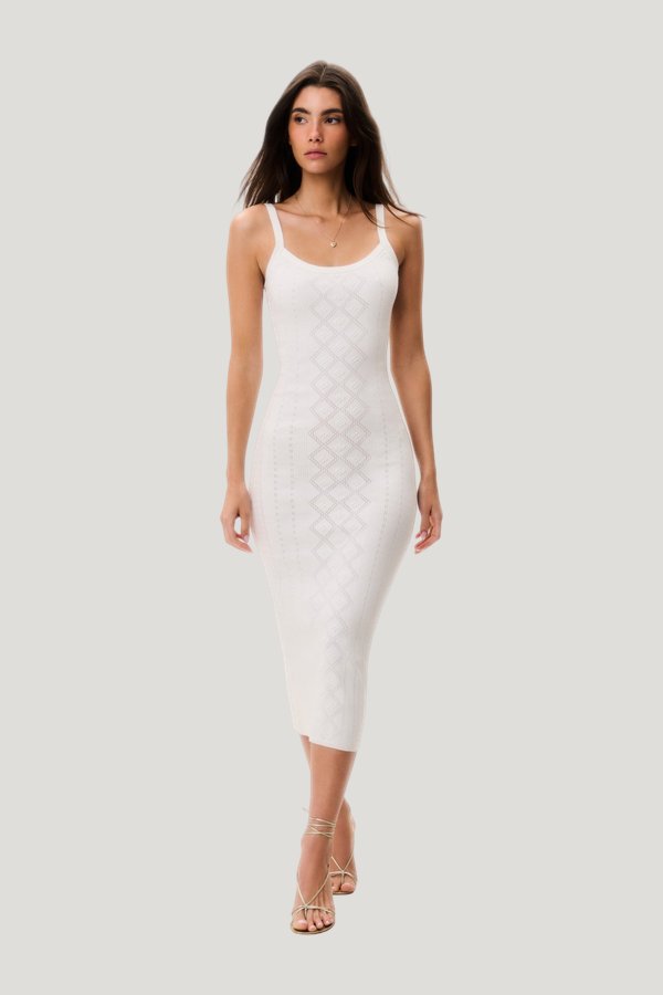 Opalina Cotton Pointelle Midi Dress — model front