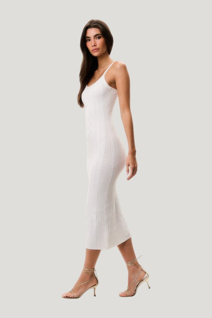 Opalina Cotton Pointelle Midi Dress — model side