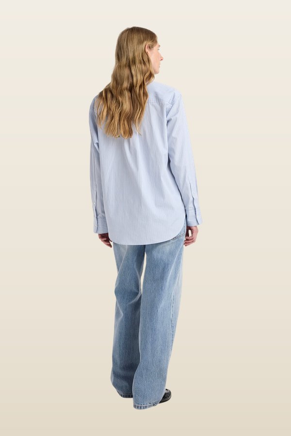 Oxford striped shirt — model back