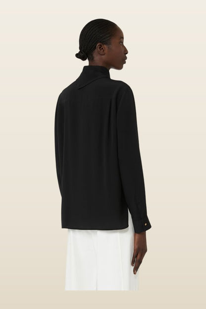 Silk shirt with scarf detail — model back