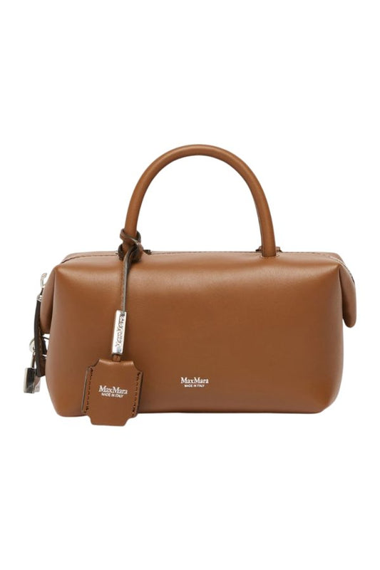 Small natural leather bowler bag - AMBER — packshot