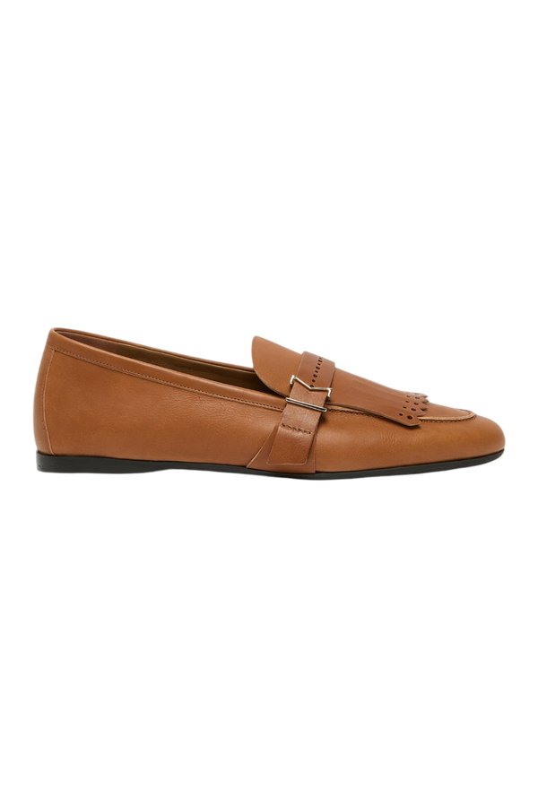 Leather loafers with fringe - AMBER — packshot
