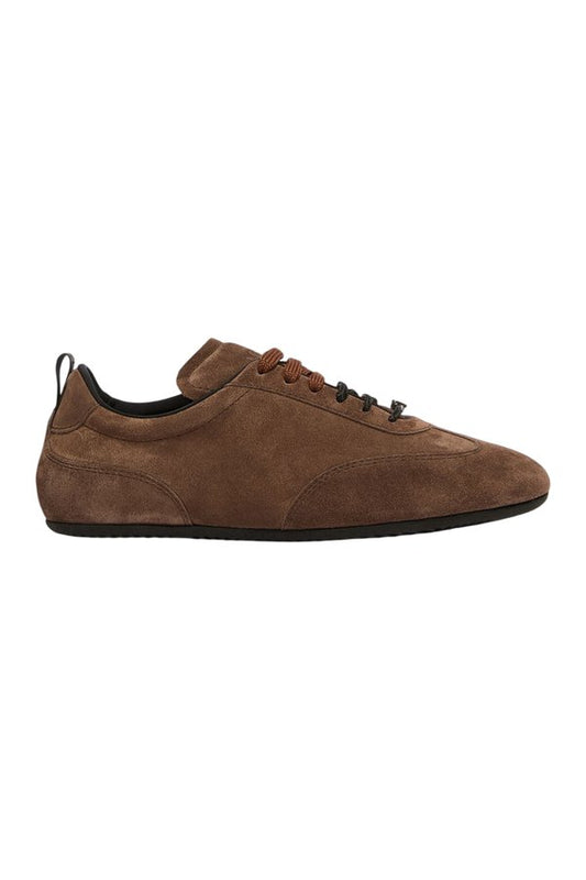 Flat split-leather trainers — packshot