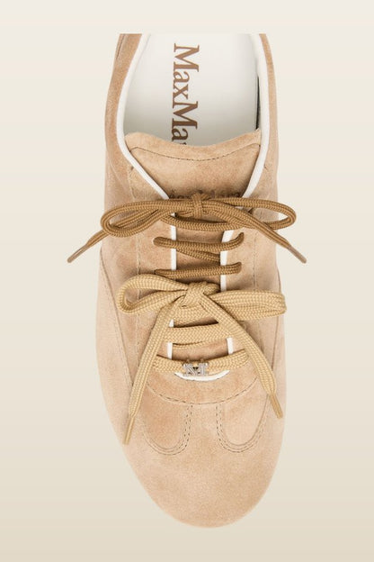 Flat split-leather trainers — model back