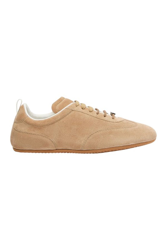 Flat split-leather trainers — packshot