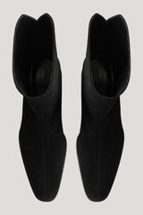 Pace Ankle Boot in Black Suede Leather — model side