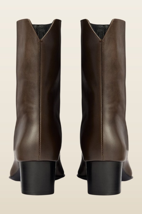 Pace Ankle Boot in Mocha Leather — model back