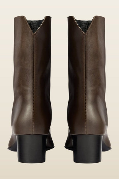 Pace Ankle Boot in Mocha Leather — model back