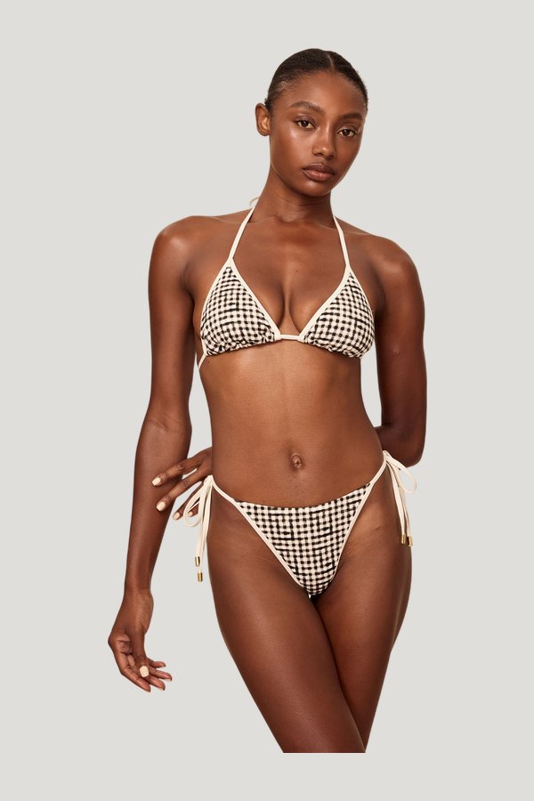 Palma Top Colorblock - Black Gingham — model front