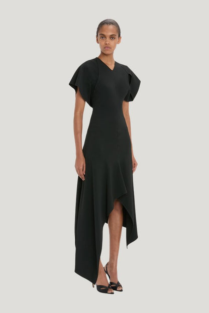 Panelled Dress — model side