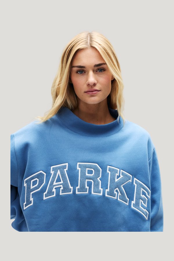 Vintage Denim Varsity Mockneck - Washed Indigo + Vintage Denim — extra