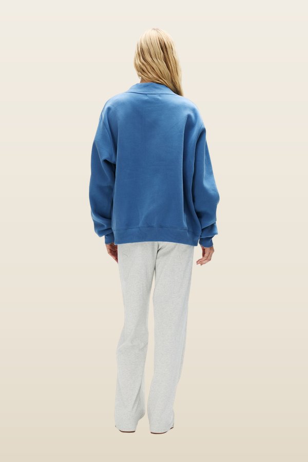 Vintage Denim Varsity Mockneck - Washed Indigo + Vintage Denim — model back