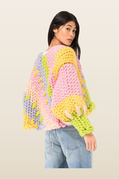 Pastel Colossal Knit Cardigan — model back