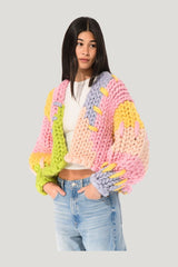 Pastel Colossal Knit Cardigan — model side
