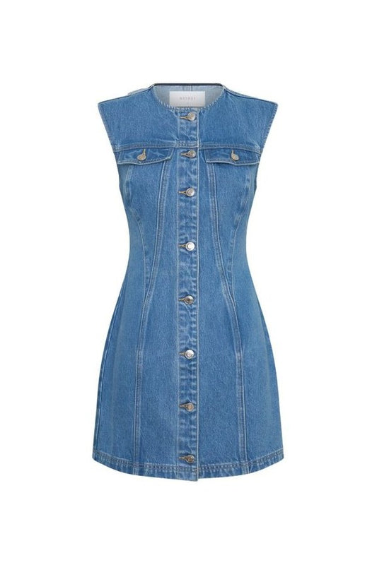 Penn Button Front Denim Mini Dress — packshot