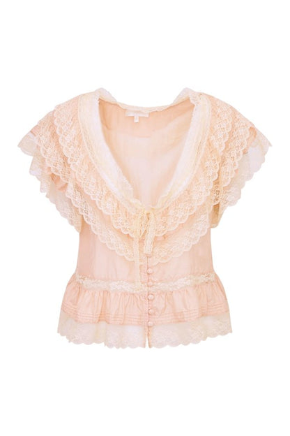 Persine Silk Ruffle Top - PETAL PEACH — packshot