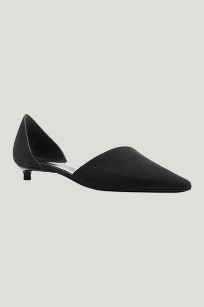 Pirrie Pump Black Nubuck Leather — model side