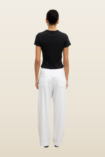 Pointelle Short Sleeve Cardigan — model back