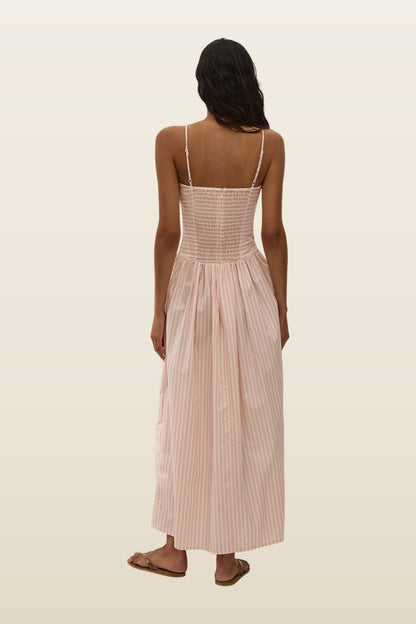 Portlligat Maxi Dress Carmen Stripe Peony — model back