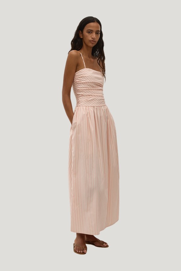 Portlligat Maxi Dress Carmen Stripe Peony — model side