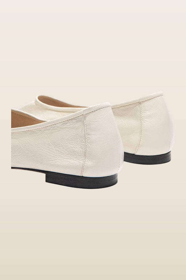 Prudence Limewash Creased Leather Ballet Flat — model back