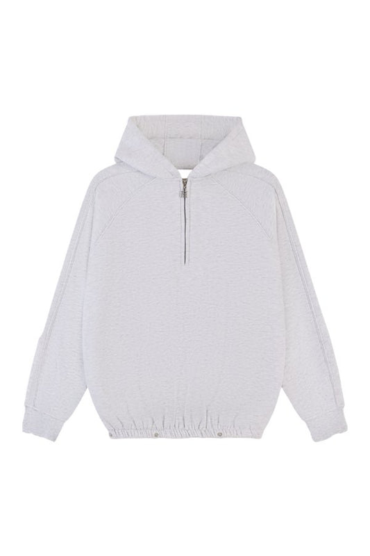 Quarter Zip Hoodie 2-1 Shorts Tracksuit - Grey Marl — packshot