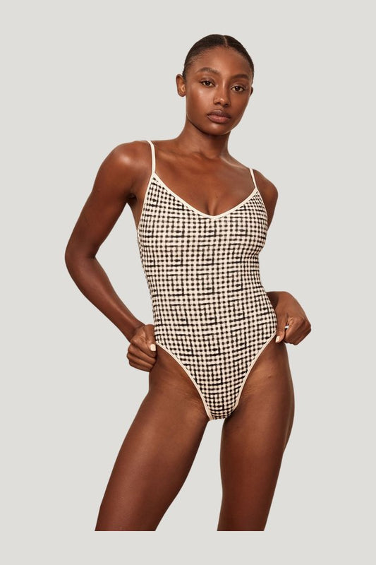Ravello One Piece - Black Gingham — model front