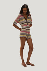 Raya Polo Top Perla Stripe — model side