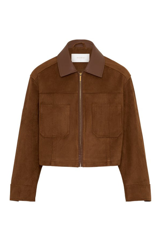 Remy Faux Suede & Leather Collared Jacket — packshot