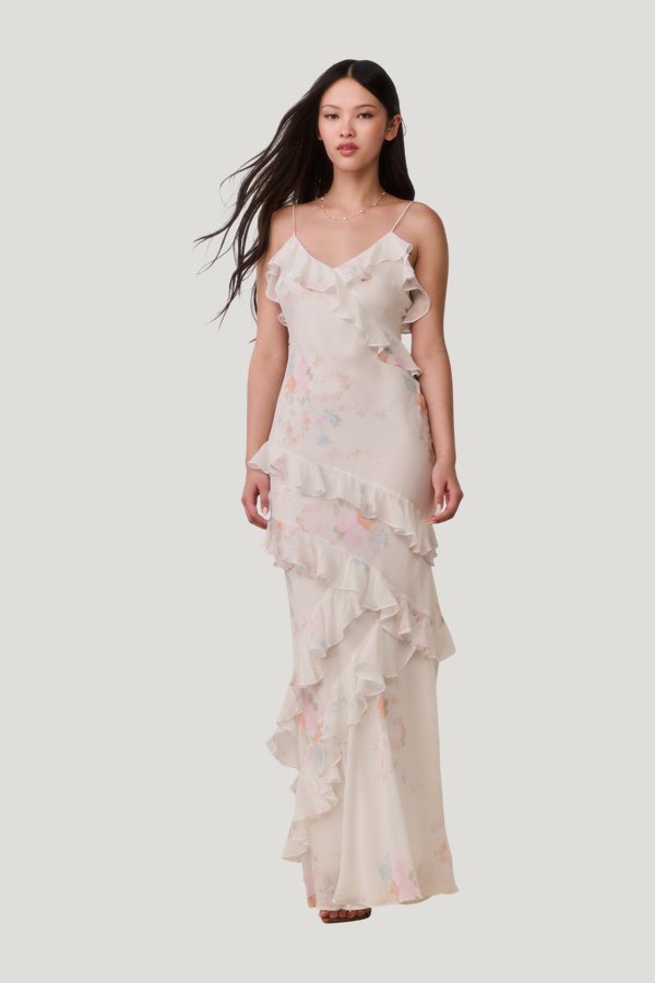 Rialto Floral Bow Print Maxi Dress — model front