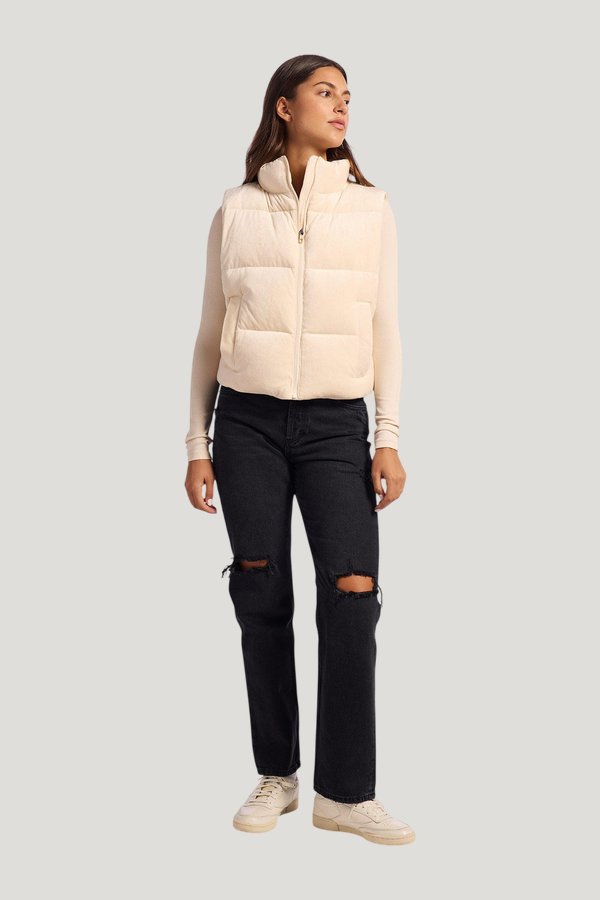 Ribbed Velour Puffer Vest — carry 2
