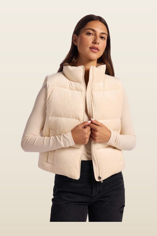 Ribbed Velour Puffer Vest — carry 4