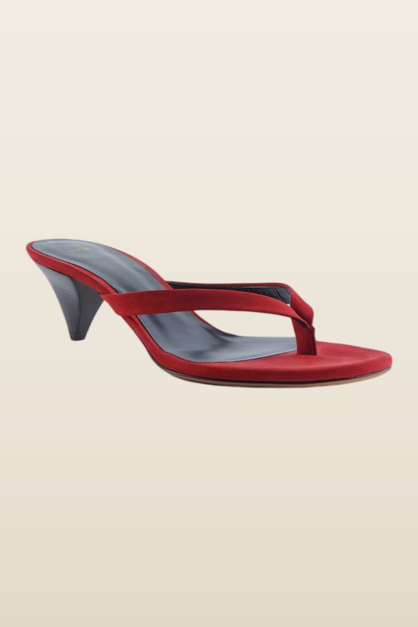Rooty Sandal Red Nubuck Leather — model back