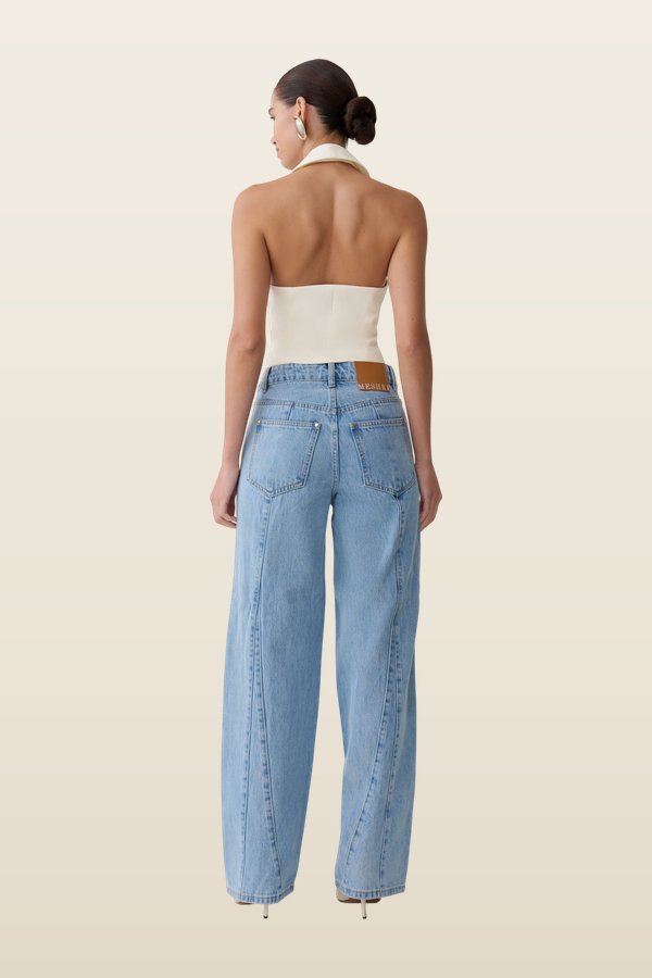 Roy Mid Rise Wide Leg Denim Jeans - Classic — model back