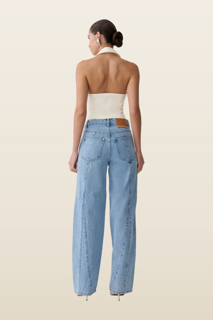 Roy Mid Rise Wide Leg Denim Jeans - Classic — model back