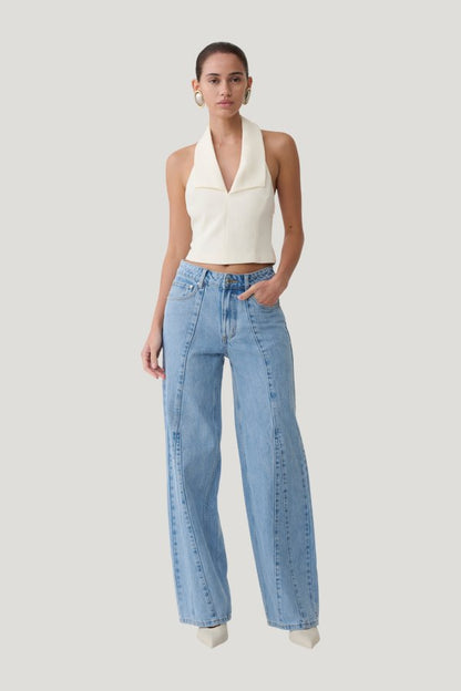 Roy Mid Rise Wide Leg Denim Jeans - Classic — model front