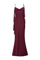 Ruched Bust Satin Slip Dress - Mulberry — packshot