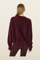 Sable Knit Bomber In Mahogany — model back