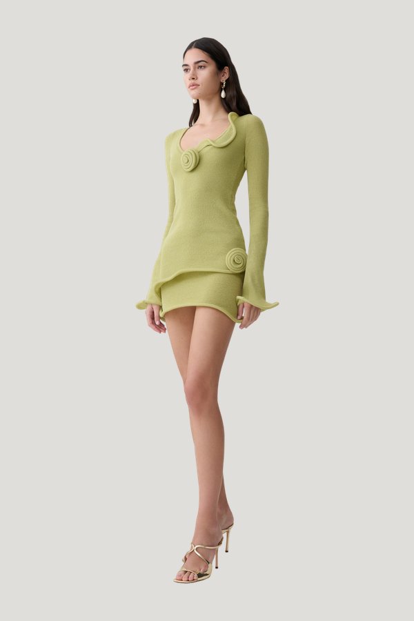 Samira Knit Long Sleeve Mini Dress — model side