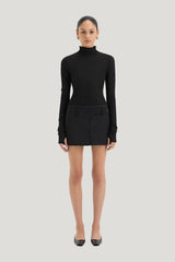 Sandrine Button Mini Skirt — model front