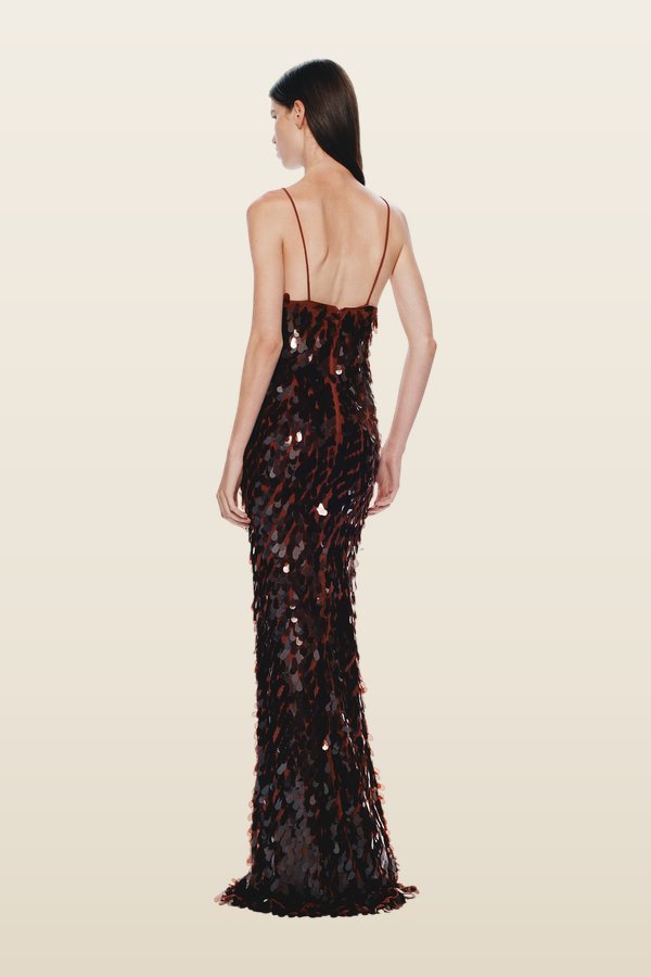 The Sapphire Sequin Dress — model back