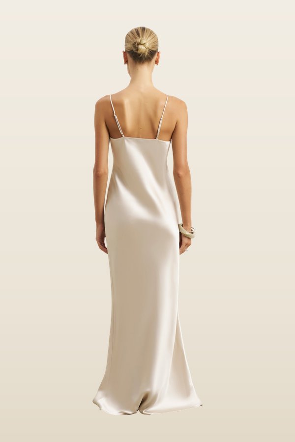Satin Lace Detail Camisole Maxi Dress — model back