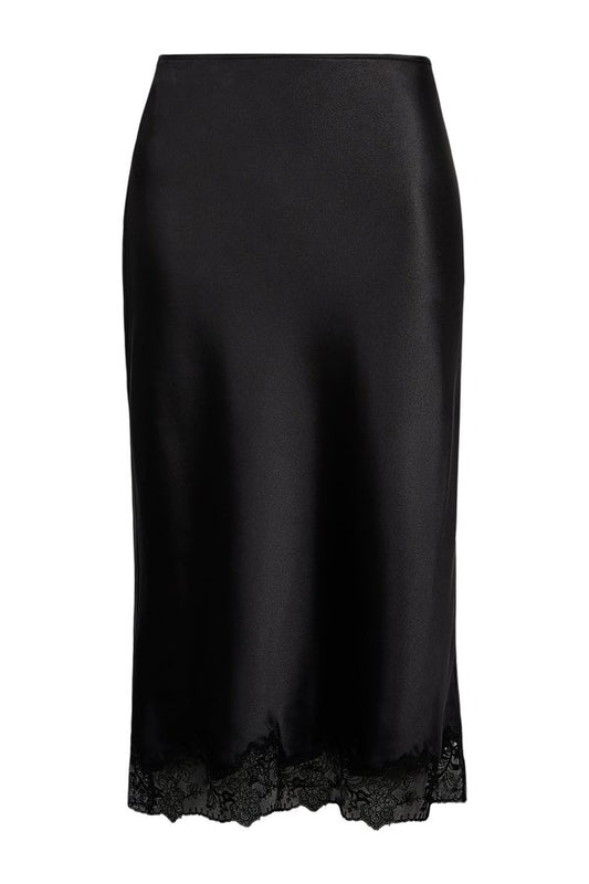 Satin Lace Detail Midi Skirt — packshot